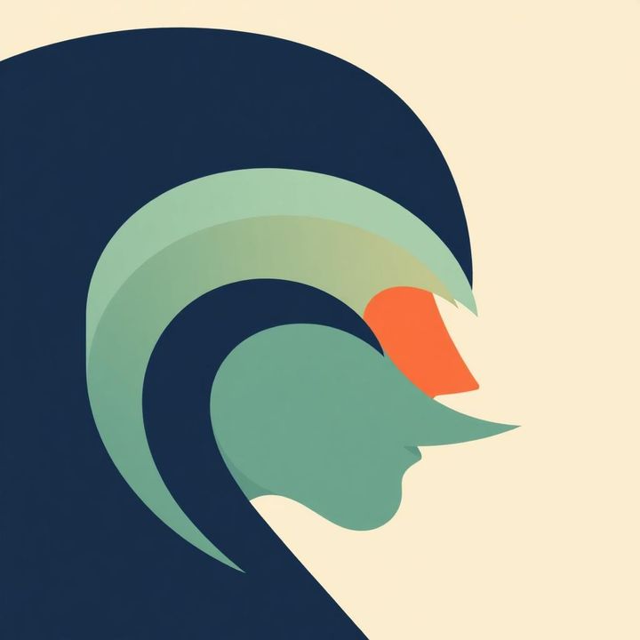 Layered paper profile with sharp forms changing into calm waves, representing anger regulation