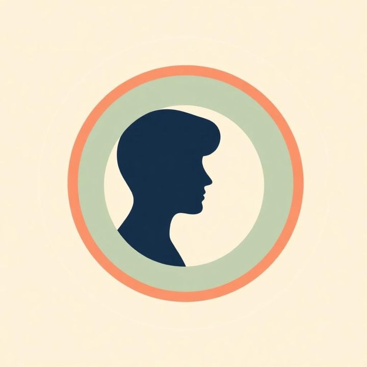 Layered paper profile surrounded by opening circles, representing anxiety becoming more manageable