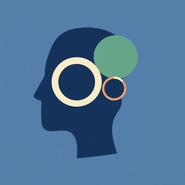 Layered paper profile with circular thought forms, representing overthinking becoming clearer